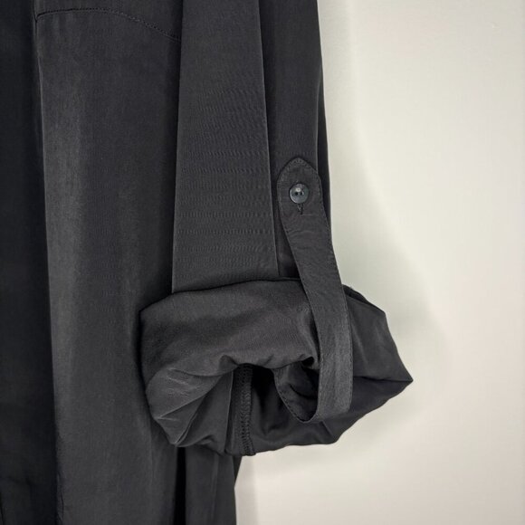 LANE BRYANT NEW Button Up Blouse Womens 22/24 Roll Tab Sleeve Black V-Neck - Picture 4 of 6